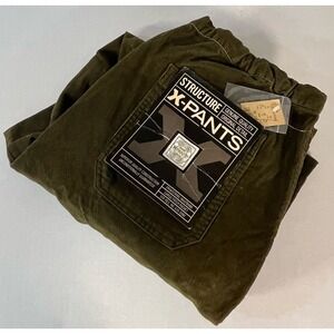 Structure X-Pants Men Large Green Corduroy Cargo Drawstring Trousers
